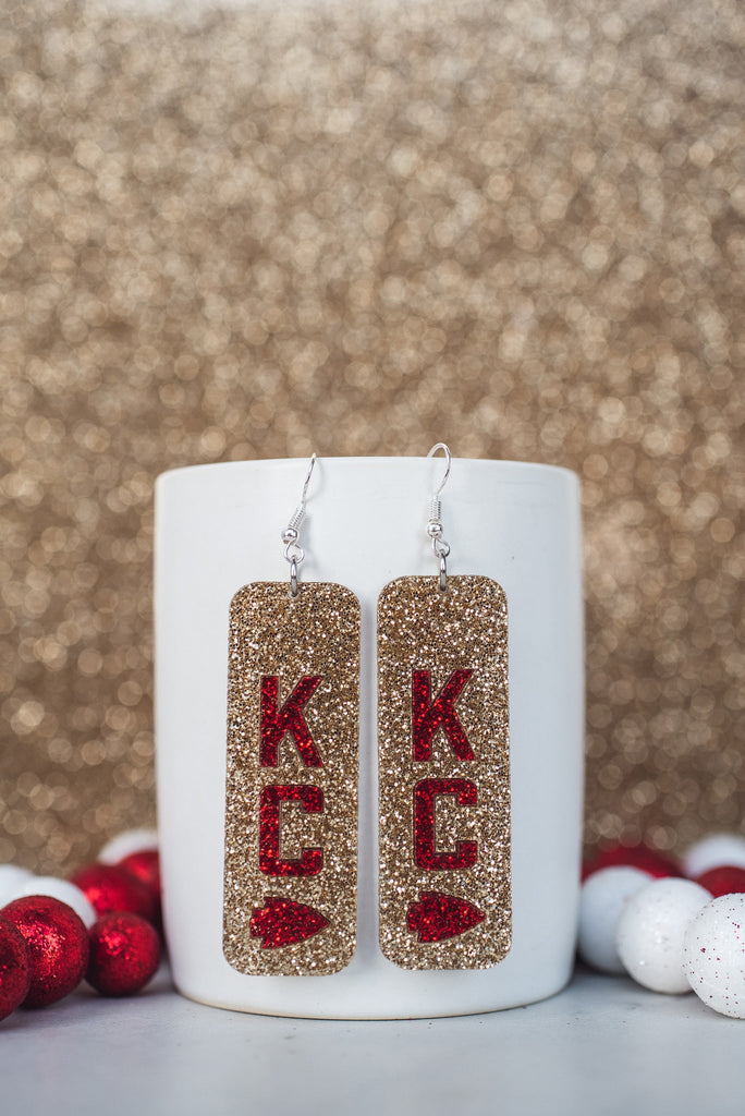 Chiefs Earrings-Earrings-Hello Happiness-Three Birdies Boutique, Women's Fashion Boutique Located in Kearney, MO
