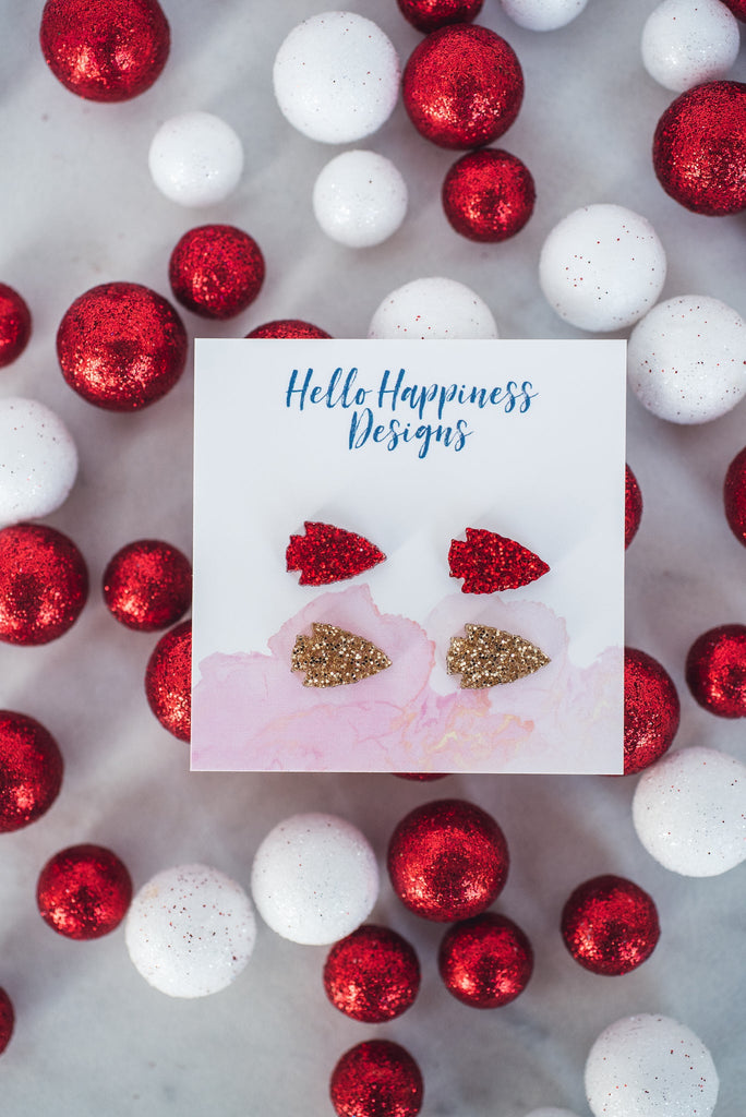 Chiefs Earrings-Earrings-Hello Happiness-Three Birdies Boutique, Women's Fashion Boutique Located in Kearney, MO